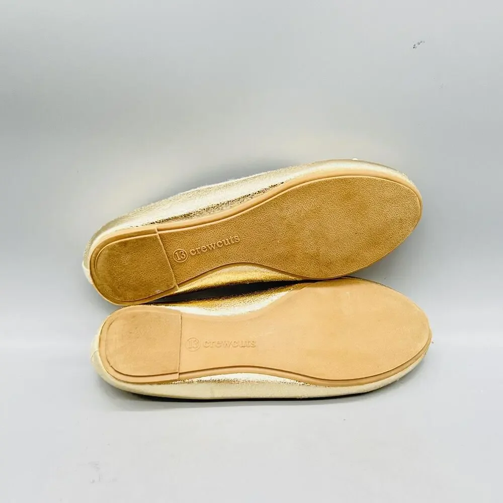 Crewcuts by J Crew Shoes Girls 13 Gold Ballet Flats Bow Slip On Dress Casual